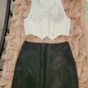 Bebe Black Leather Mini Skirt With Side Zippers